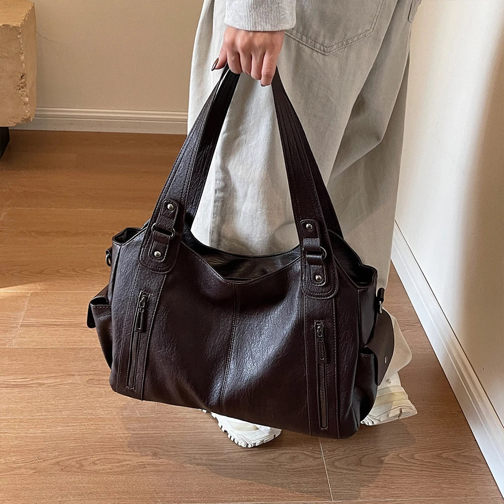 Women’s Multi-Pocket PU Leather Tote Messenger Bag